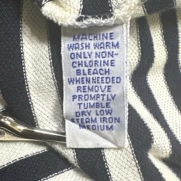 Ralph Lauren Polo Shirt Mens Large Navy Striped Shield Short Sleeve Fine Cotton - Picture 12 of 14